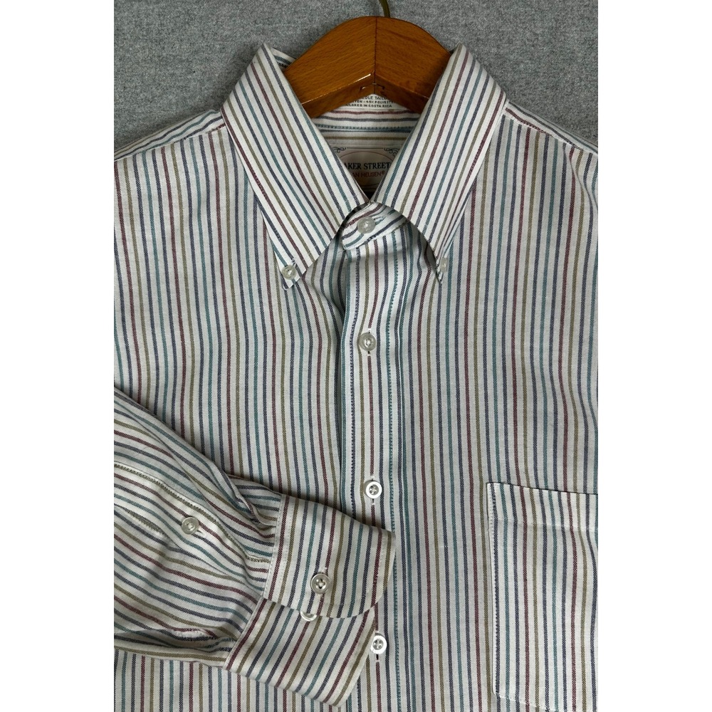 Vintage Baker Street Van Heusen Dress Shirt Mens 17 34/35 70s Multi Stripe L/S